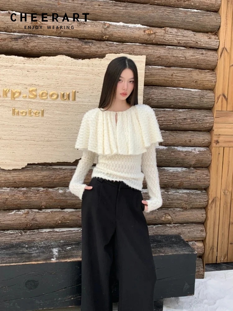 Women'S Fashion Designer Clothes - CHEERART Designer Cloak Long Sleeve Knitted