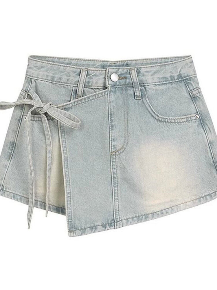 Women High Waist Denim Skort L - Denim Shorts Women recensie en prijs