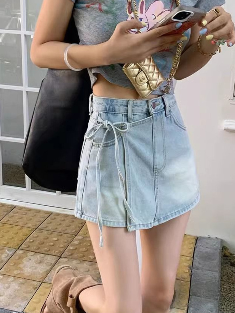 Women High Waist Denim Skort L - Denim Shorts Women recensie en prijs