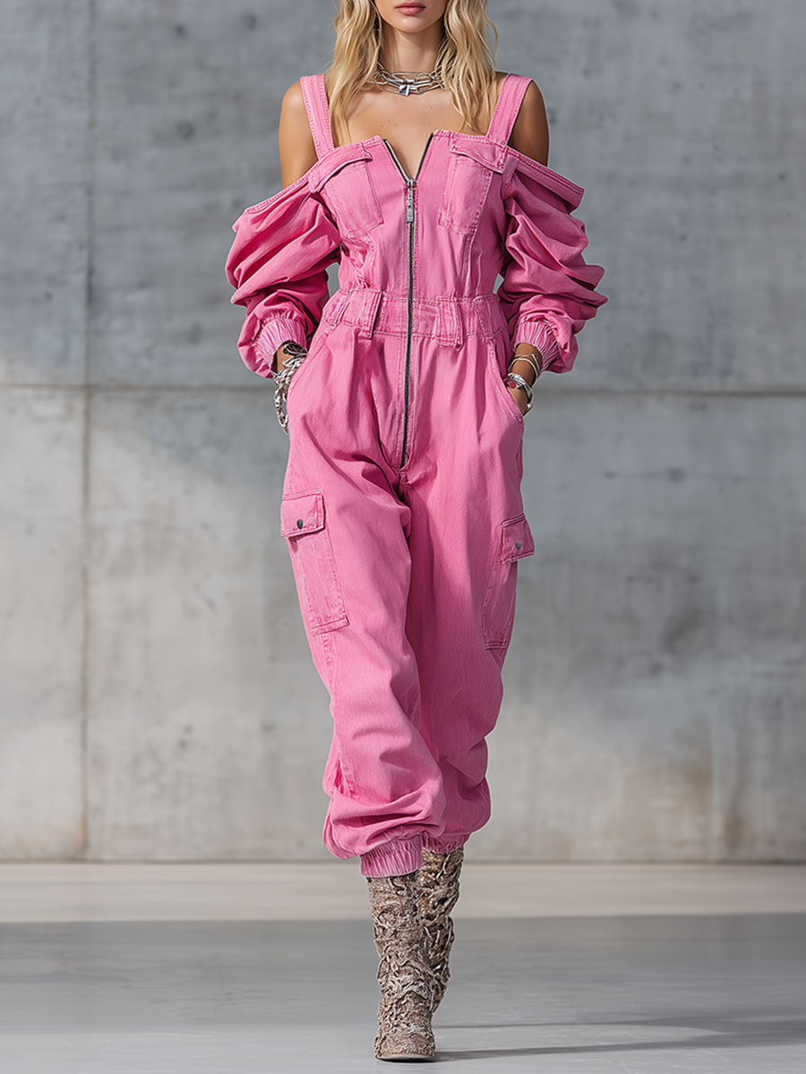 Fashion Vintage Denim Jumpsuit - Women'S Fashion Vintage Off Shoulder Long Sleeve Jumpsuit recensie en prijs