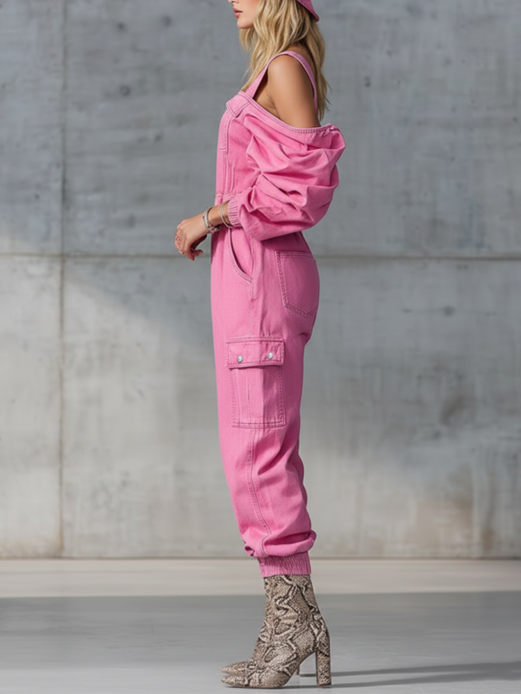 Fashion Vintage Denim Jumpsuit - Women'S Fashion Vintage Off Shoulder Long Sleeve Jumpsuit recensie en prijs