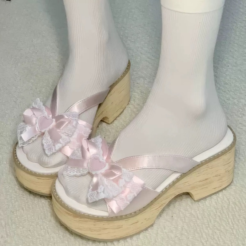 Sweet Bow Wood Grain Thick Bot - Women'S Fashion Line recensie en prijs