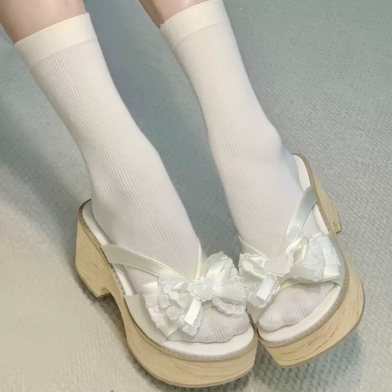 Sweet Bow Wood Grain Thick Bot - Women'S Fashion Line recensie en prijs