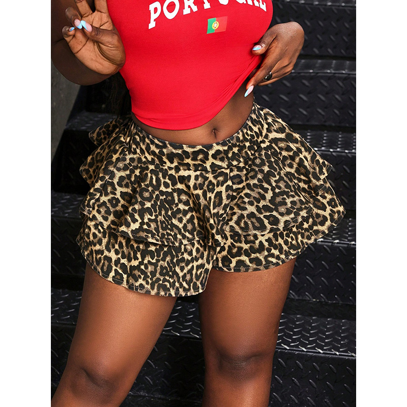 Benuynffy Leopard Print Layere - Denim Shorts Women recensie en prijs