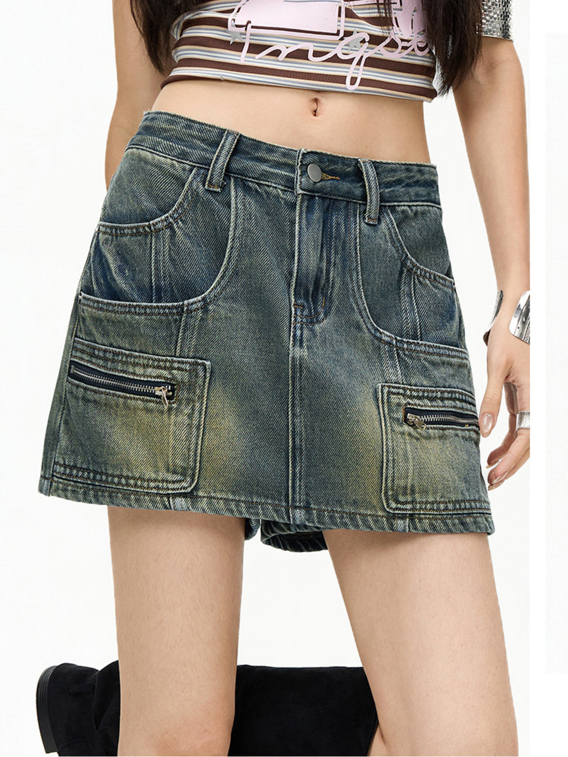Women Cargo Pocket Fake Two Pi - Denim Shorts Women recensie en prijs