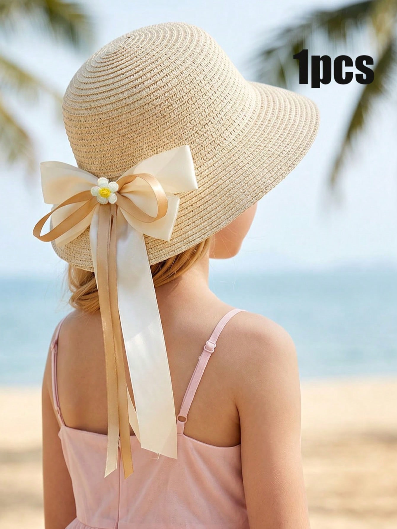 1Pc 3-8Y Girls Coffee Bow Stra - Straw Hat Summer recensie en prijs