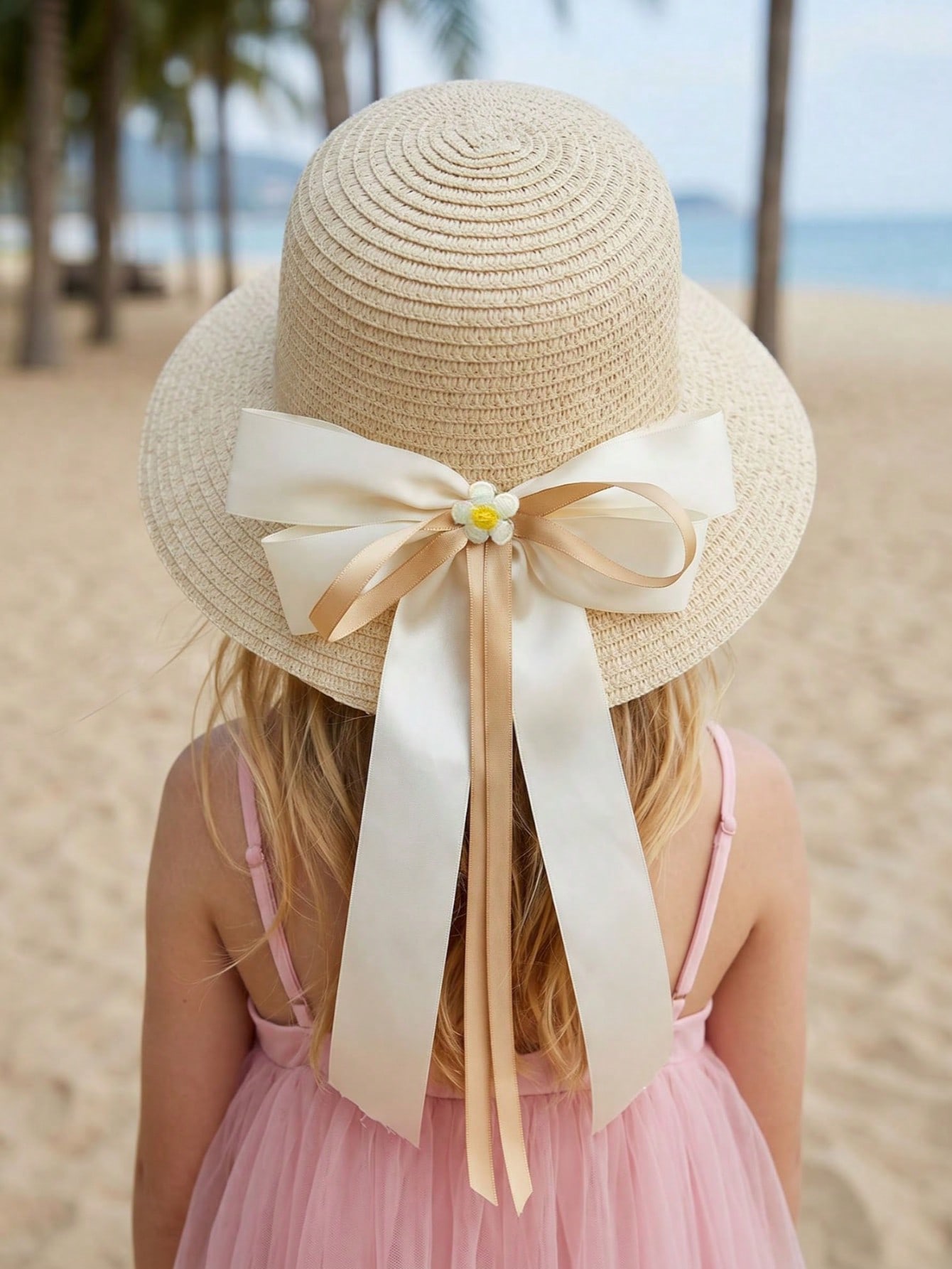 1Pc 3-8Y Girls Coffee Bow Stra - Straw Hat Summer recensie en prijs